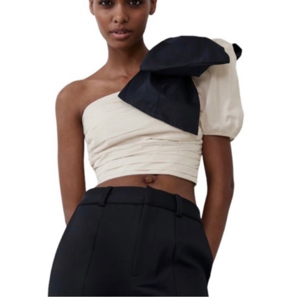 Zara Asymmetrical Top with Bow, S
